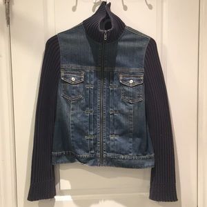 Gap small jean jacket with knit sleeves